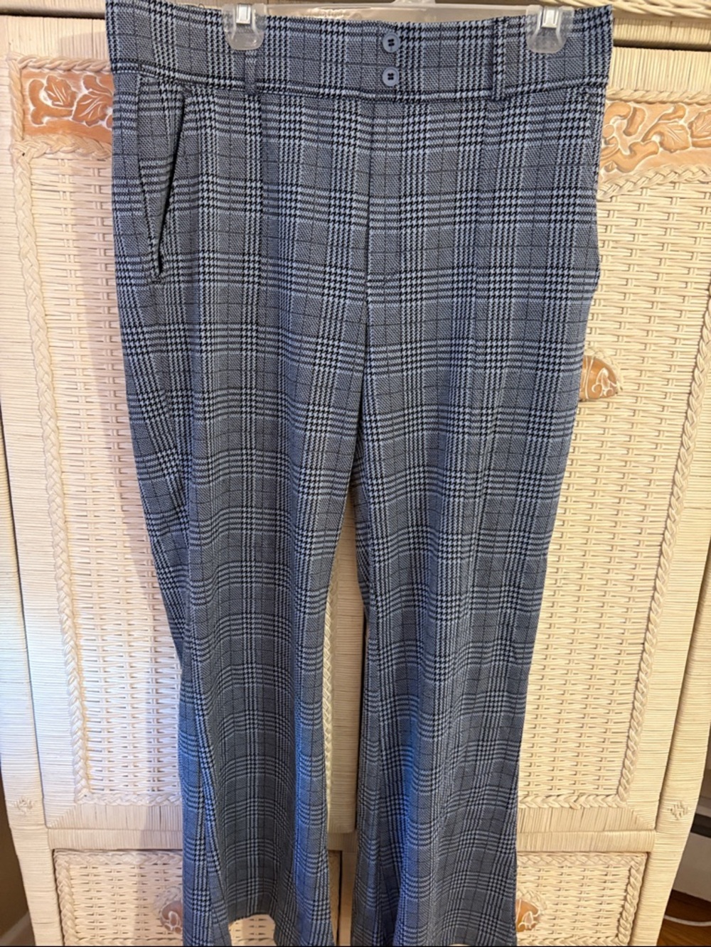 HALARA Black & Gray Glen Plaid Wide-Leg Pants